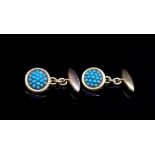 Colonial Australian turquoise set gold cufflinks