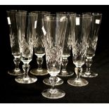 Eight Stuart cut crystal champagne flutes