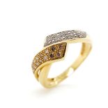Pave diamond and 18ct yellow gold ring