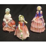 Three Royal Doulton young lady figurines