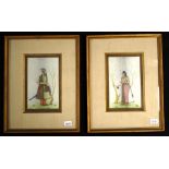 Pair Indian hand painted images
