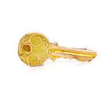 Antique two tone 9ct rose gold key brooch