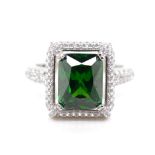 Sterling silver and green gemstone ring