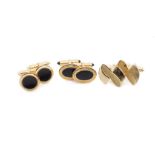 Three pairs of vintage gilt metal cufflinks