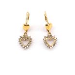Diamond heart and 9ct yellow gold earrings