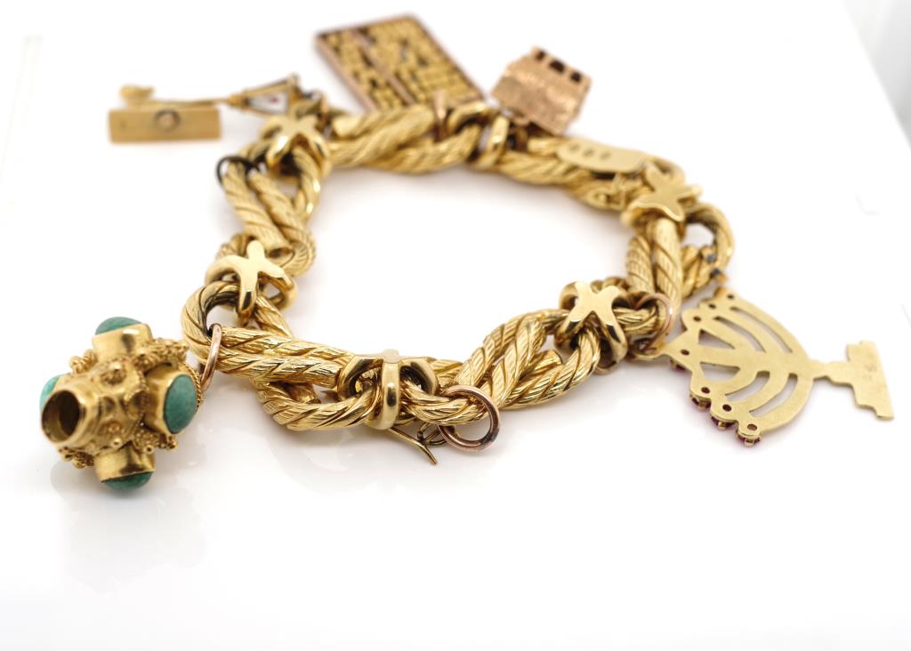 A heavy yellow gold charm bracelet - Image 2 of 3