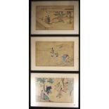 Three framed Japanese woodblock prints