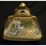 Good Satsuma Japan hand painted lidded censer