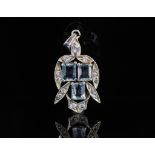Aquamarine, white sapphire and silver pendant