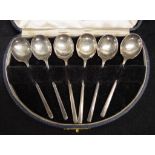 Set six George V sterling silver coffee spoons