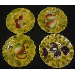 Set of four Sarreguemines France fruit plates