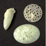 Three various Chinese carved jade plaques