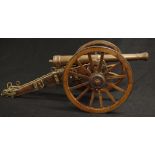Good Georgian bronze model of cannon & carriage