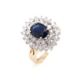 Sapphire and diamond set 18ct rose gold cluster
