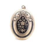 Victorian gilt metal and enamel mourning locket