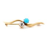 Antique diamond, turquoise and yellow gold