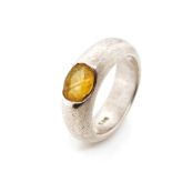 Silver and citrine ring