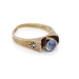 Blue gemstone and 9ct yellow gold ring