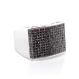 Sterling silver and black gemstone ring