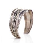 Tribal silver cuff bangle