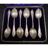 Cased set six Edward VII sterling silver teaspoons