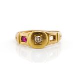 Victorian diamond set 15ct yellow gold ring