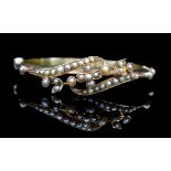 Antique two tone gold and seed pearl bangle