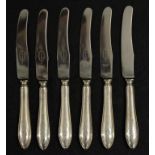 Set six sterling silver handle tea knives