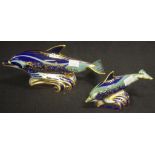 Two Royal Crown Derby "Dolphin" paperweights