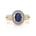 Sapphire and diamond set 14ct yellow gold ring