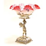 Victorian silver plate and glass centrepiece