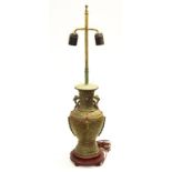 Chinese archaic style bronzed electric table lamp