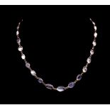 Early 20th C. moonstone and silver necklace