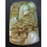 Chinese carved green hardstone pendant
