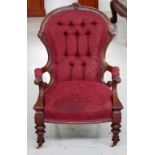 Late Victorian mahogany grandfather chair