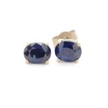 Blue sapphire and 9ct yellow gold stud earrings