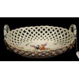 Antique Chelsea pierced porcelain basket