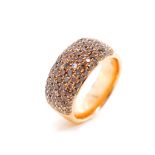 Pave set cognac diamond and 18ct rose gold ring