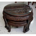 Chinese carved wood nest of tables