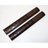Pair Chinese wooden scroll weights
