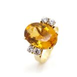 Citrine and 18ct yellow gold cocktail ring