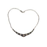 Art Deco silver, onyx and marcasite choker