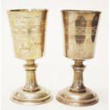 Pair of late 20th century silver goblets
