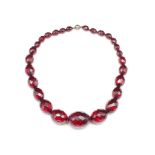 Art Deco "cherry amber" bakelite beaded necklace