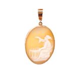 Antique carved cameo and 9ct rose gold pendant
