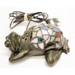 Electric leadlight frog form lamp