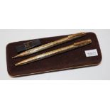 Cased Sheaffer gold plated pen & pencil set