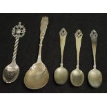 Five various Scandinavian silver spoons