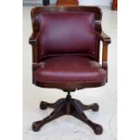 Mahogany swivel desk chair