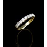 Nine stone diamond and 14ct yellow gold ring